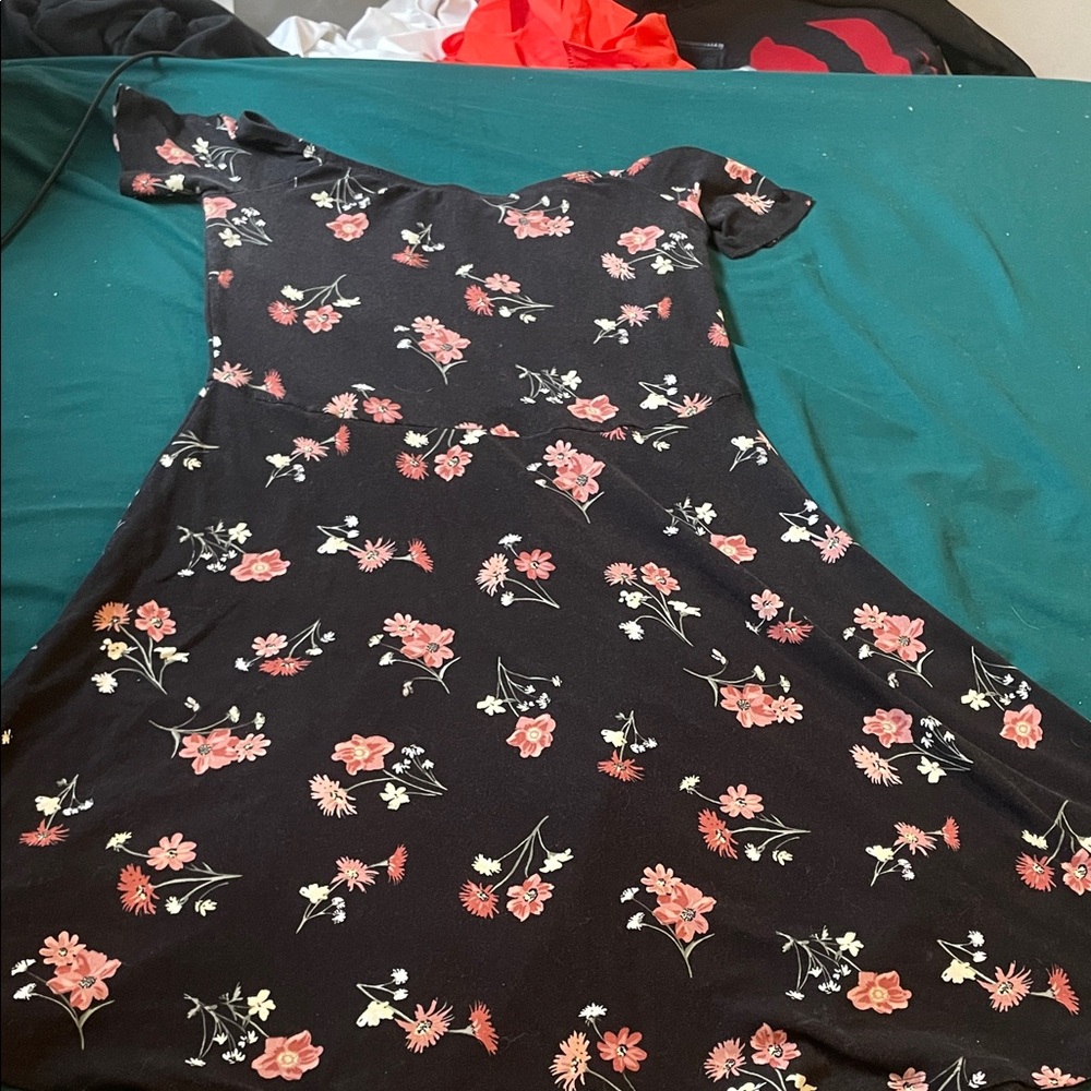 Ardene Black Dress with Pink Floral Pattern